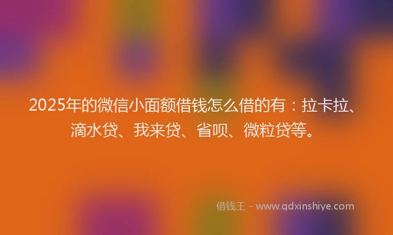 2025年的微信小面额借钱怎么借的有：拉卡拉、滴水贷、我来贷、省呗、微粒贷等。