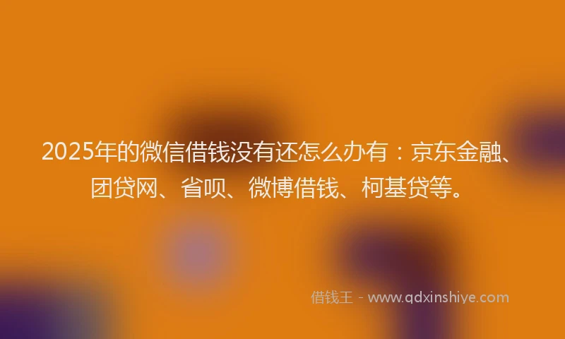 2025年的微信借钱没有还怎么办有：京东金融、团贷网、省呗、微博借钱、柯基贷等。
