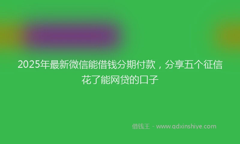 2025年最新微信能借钱分期付款，分享五个征信花了能网贷的口子