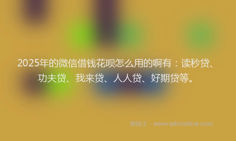 2025年的微信借钱花呗怎么用的啊有：读秒贷、功夫贷、我来贷、人人贷、好期贷等。