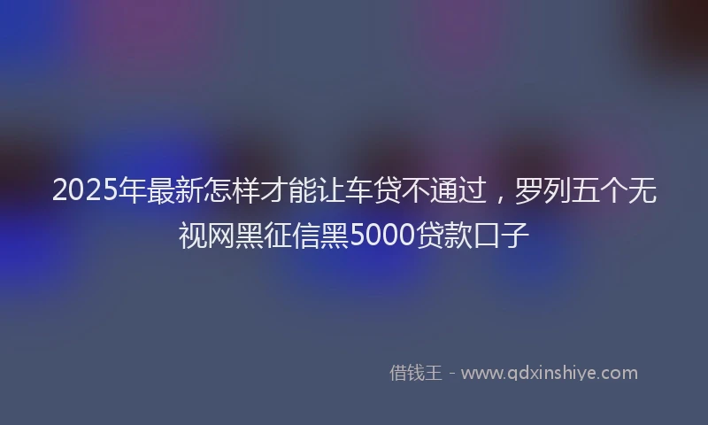 2025年最新怎样才能让车贷不通过，罗列五个无视网黑征信黑5000贷款口子