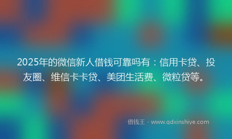 2025年的微信新人借钱可靠吗有：信用卡贷、投友圈、维信卡卡贷、美团生活费、微粒贷等。