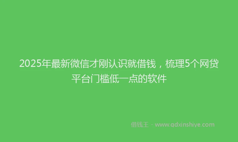2025年最新微信才刚认识就借钱，梳理5个网贷平台门槛低一点的软件