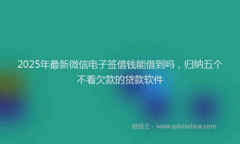 2025年最新微信电子签借钱能借到吗，归纳五个不看欠款的贷款软件