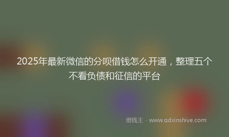 2025年最新微信的分呗借钱怎么开通，整理五个不看负债和征信的平台
