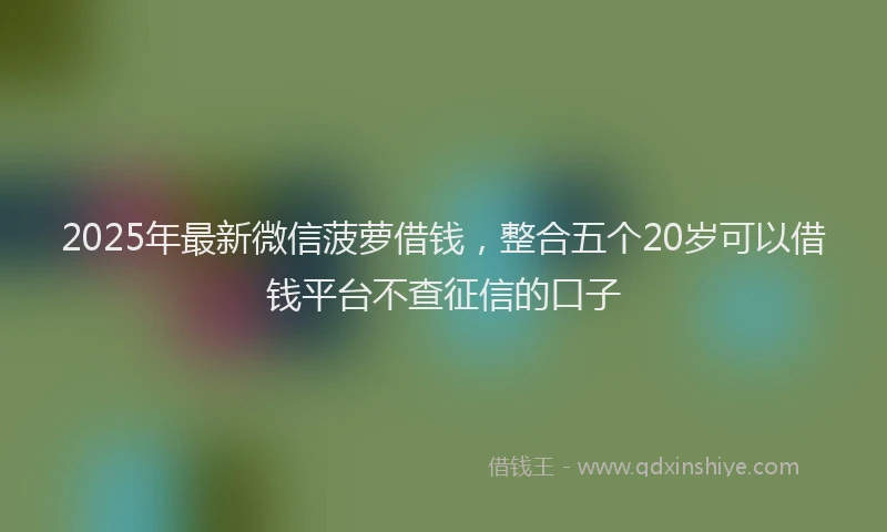 2025年最新微信菠萝借钱，整合五个20岁可以借钱平台不查征信的口子