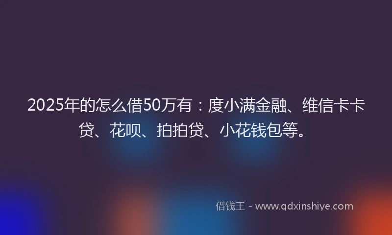 2025年的怎么借50万有：度小满金融、维信卡卡贷、花呗、拍拍贷、小花钱包等。