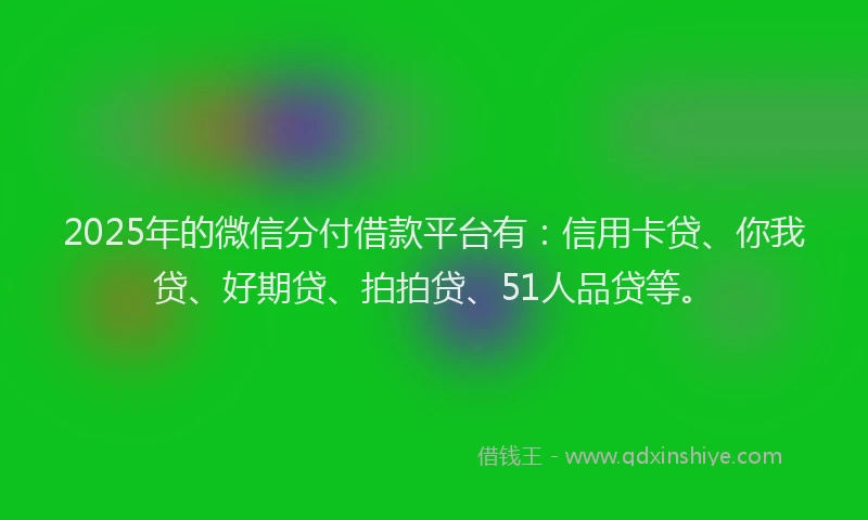 2025年的微信分付借款平台有：信用卡贷、你我贷、好期贷、拍拍贷、51人品贷等。
