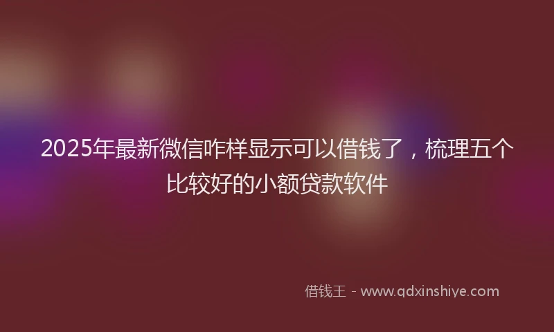 2025年最新微信咋样显示可以借钱了，梳理五个比较好的小额贷款软件