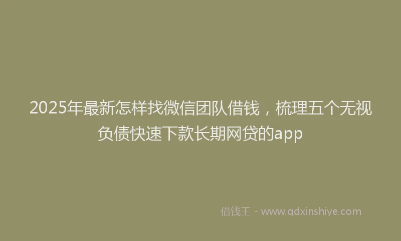 2025年最新怎样找微信团队借钱，梳理五个无视负债快速下款长期网贷的app