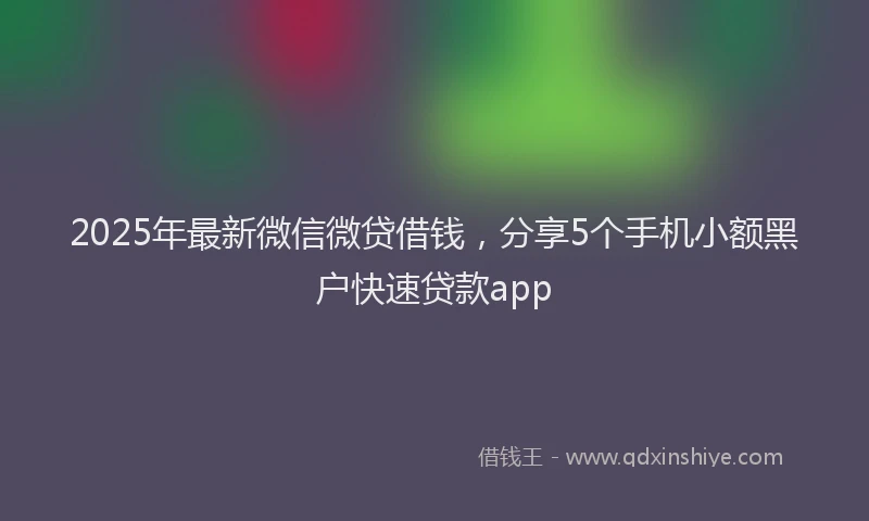 2025年最新微信微贷借钱，分享5个手机小额黑户快速贷款app