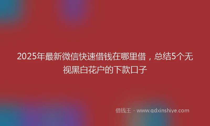 2025年最新微信快速借钱在哪里借，总结5个无视黑白花户的下款口子