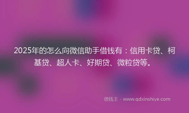2025年的怎么向微信助手借钱有：信用卡贷、柯基贷、超人卡、好期贷、微粒贷等。