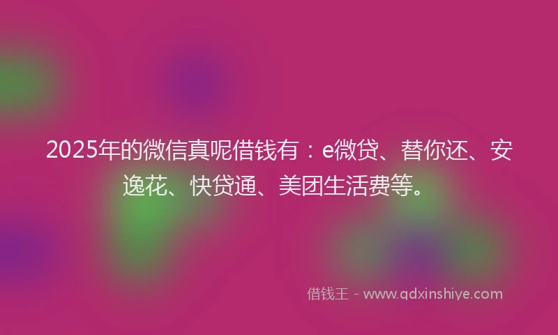 2025年的微信真呢借钱有：e微贷、替你还、安逸花、快贷通、美团生活费等。