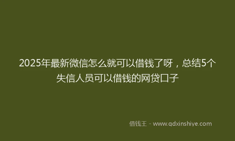 2025年最新微信怎么就可以借钱了呀，总结5个失信人员可以借钱的网贷口子