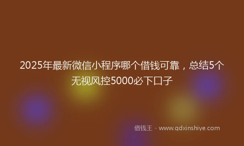 2025年最新微信小程序哪个借钱可靠，总结5个无视风控5000必下口子