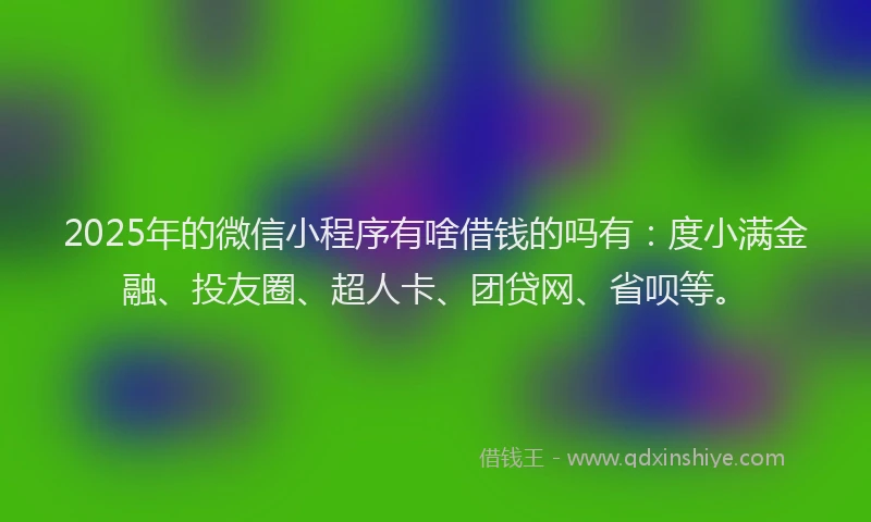 2025年的微信小程序有啥借钱的吗有：度小满金融、投友圈、超人卡、团贷网、省呗等。