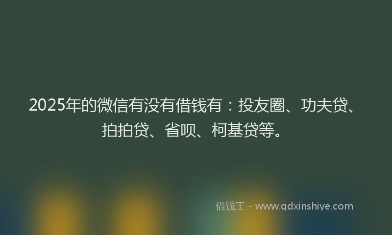 2025年的微信有没有借钱有：投友圈、功夫贷、拍拍贷、省呗、柯基贷等。