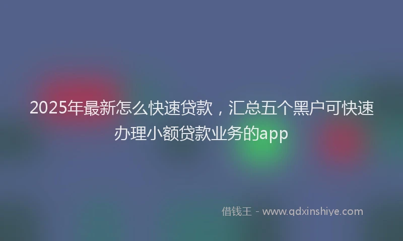 2025年最新怎么快速贷款，汇总五个黑户可快速办理小额贷款业务的app