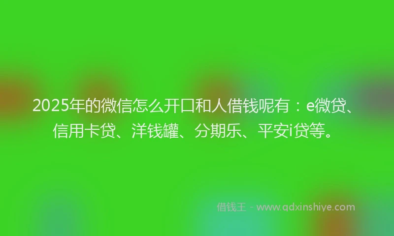 2025年的微信怎么开口和人借钱呢有：e微贷、信用卡贷、洋钱罐、分期乐、平安i贷等。