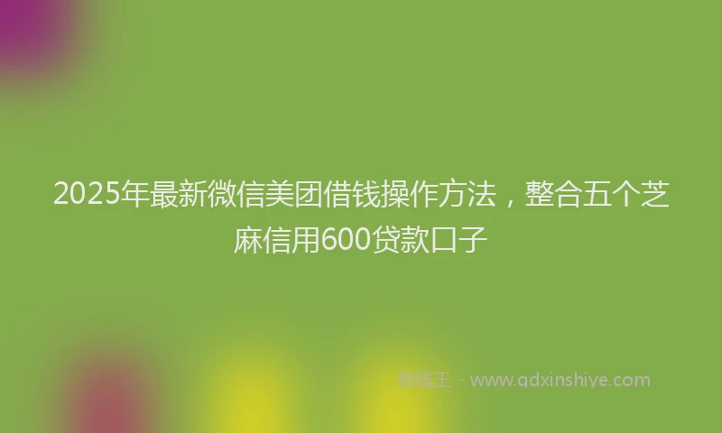 2025年最新微信美团借钱操作方法，整合五个芝麻信用600贷款口子