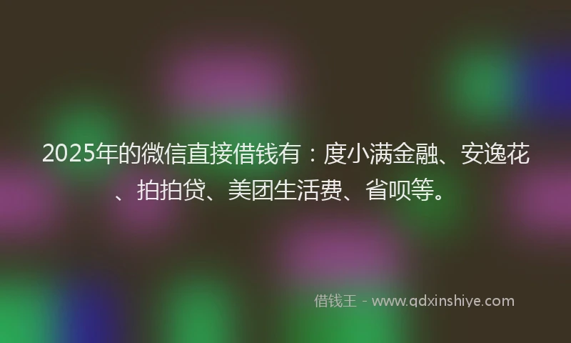 2025年的微信直接借钱有：度小满金融、安逸花、拍拍贷、美团生活费、省呗等。