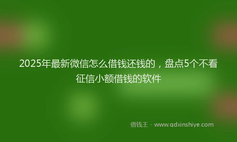2025年最新微信怎么借钱还钱的，盘点5个不看征信小额借钱的软件
