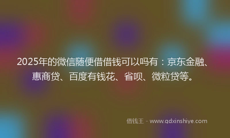 2025年的微信随便借借钱可以吗有：京东金融、惠商贷、百度有钱花、省呗、微粒贷等。