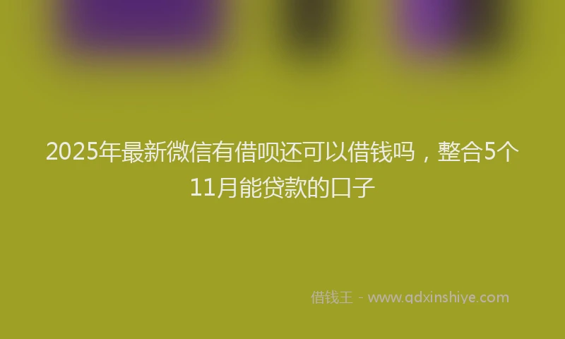 2025年最新微信有借呗还可以借钱吗，整合5个11月能贷款的口子
