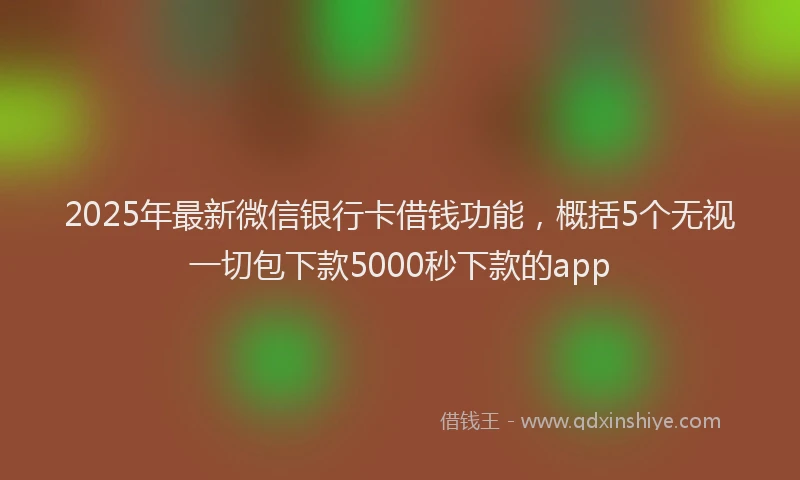 2025年最新微信银行卡借钱功能，概括5个无视一切包下款5000秒下款的app