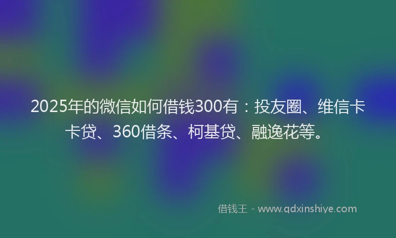 2025年的微信如何借钱300有：投友圈、维信卡卡贷、360借条、柯基贷、融逸花等。