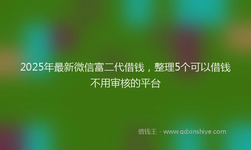 2025年最新微信富二代借钱，整理5个可以借钱不用审核的平台