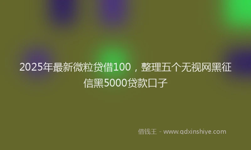 2025年最新微粒贷借100，整理五个无视网黑征信黑5000贷款口子