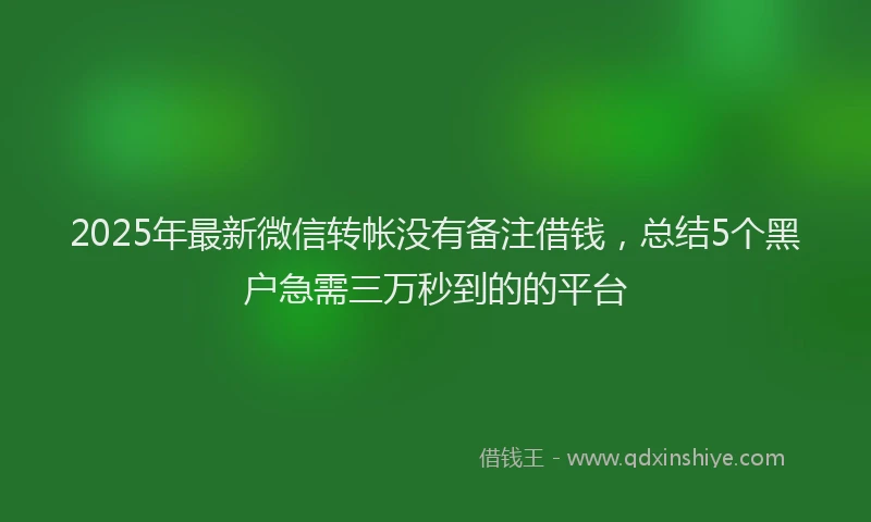 2025年最新微信转帐没有备注借钱，总结5个黑户急需三万秒到的的平台