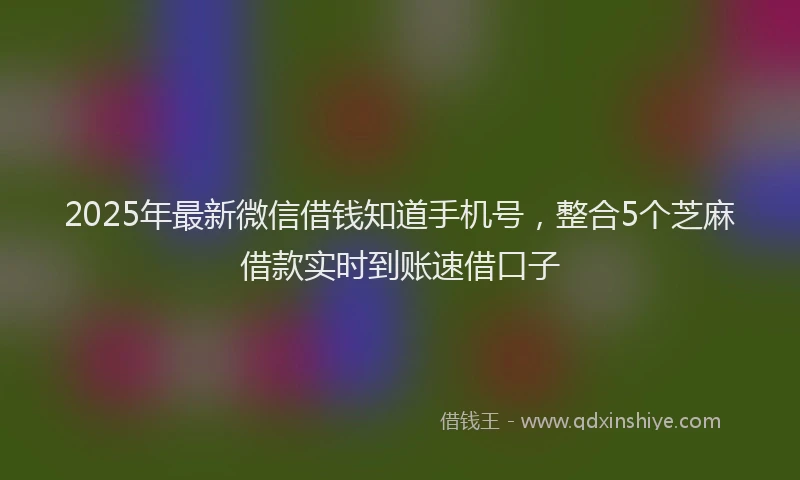 2025年最新微信借钱知道手机号，整合5个芝麻借款实时到账速借口子