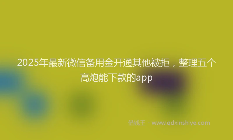 2025年最新微信备用金开通其他被拒，整理五个高炮能下款的app