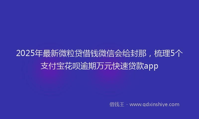 2025年最新微粒贷借钱微信会给封那，梳理5个支付宝花呗逾期万元快速贷款app