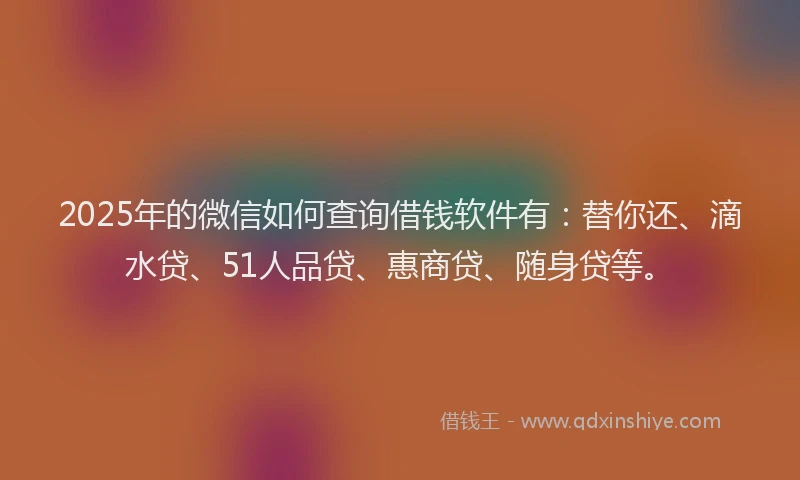 2025年的微信如何查询借钱软件有：替你还、滴水贷、51人品贷、惠商贷、随身贷等。
