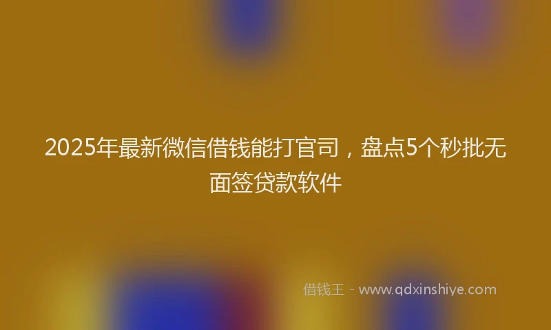 2025年最新微信借钱能打官司，盘点5个秒批无面签贷款软件