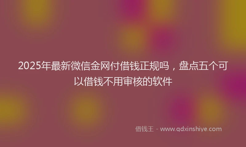 2025年最新微信金网付借钱正规吗，盘点五个可以借钱不用审核的软件