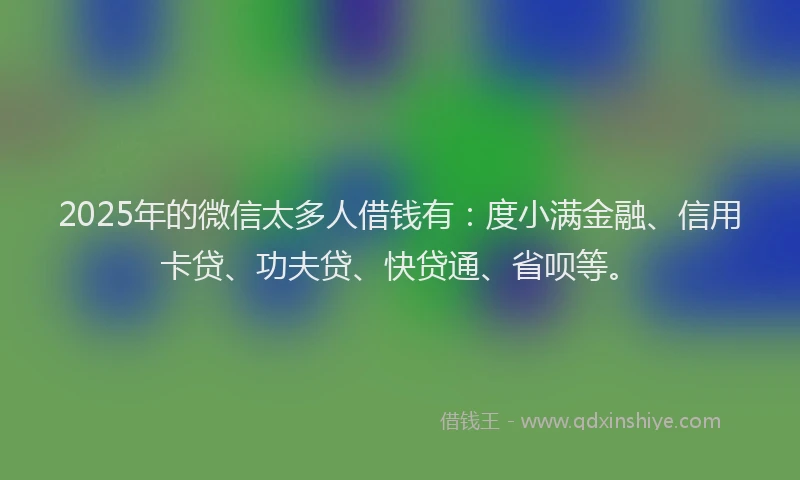 2025年的微信太多人借钱有：度小满金融、信用卡贷、功夫贷、快贷通、省呗等。