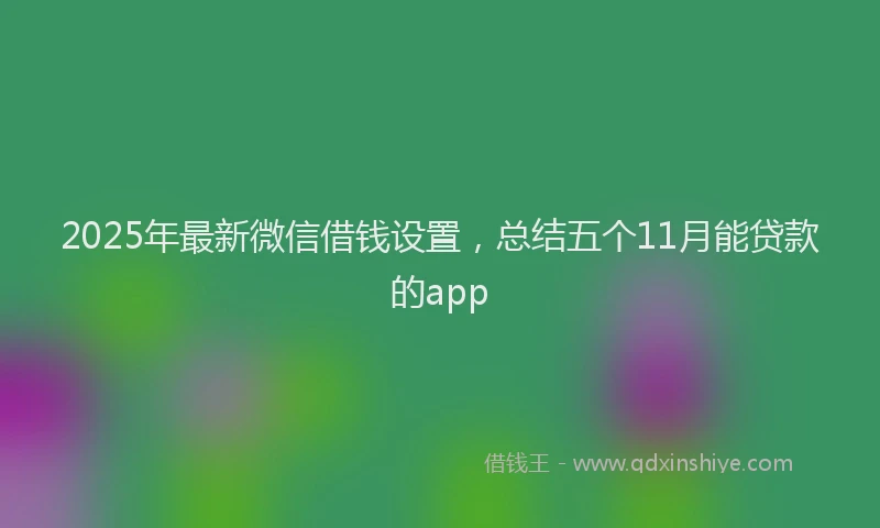 2025年最新微信借钱设置，总结五个11月能贷款的app
