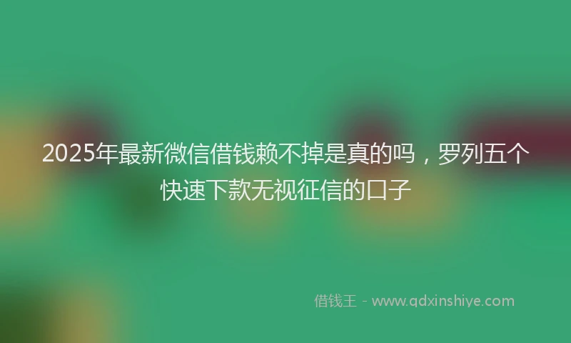 2025年最新微信借钱赖不掉是真的吗，罗列五个快速下款无视征信的口子