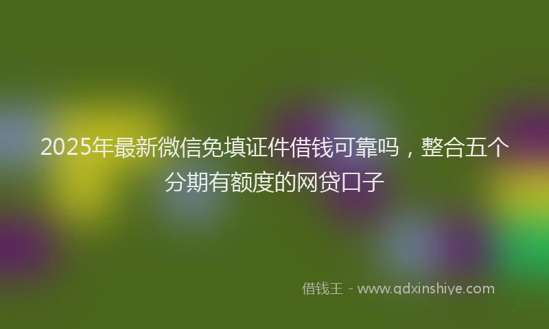 2025年最新微信免填证件借钱可靠吗，整合五个分期有额度的网贷口子