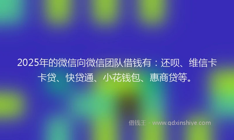 2025年的微信向微信团队借钱有：还呗、维信卡卡贷、快贷通、小花钱包、惠商贷等。