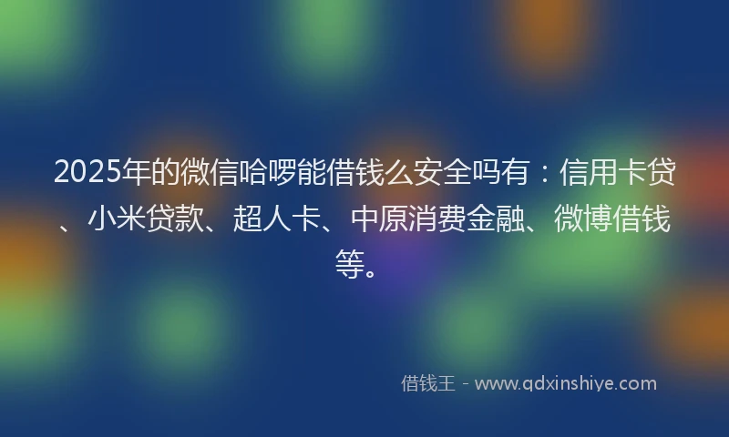 2025年的微信哈啰能借钱么安全吗有：信用卡贷、小米贷款、超人卡、中原消费金融、微博借钱等。