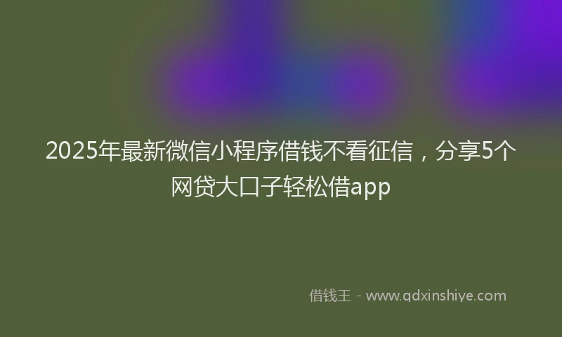 2025年最新微信小程序借钱不看征信，分享5个网贷大口子轻松借app