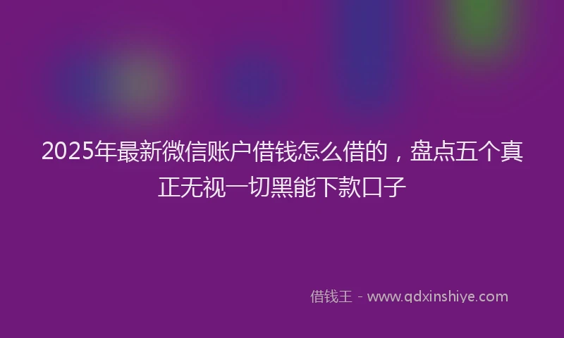 2025年最新微信账户借钱怎么借的，盘点五个真正无视一切黑能下款口子
