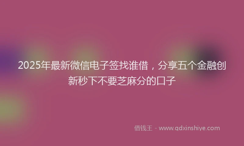 2025年最新微信电子签找谁借，分享五个金融创新秒下不要芝麻分的口子