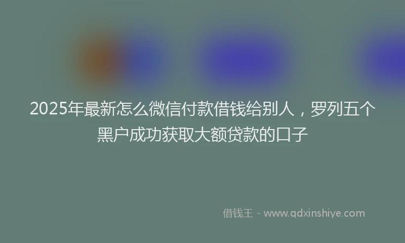 2025年最新怎么微信付款借钱给别人，罗列五个黑户成功获取大额贷款的口子